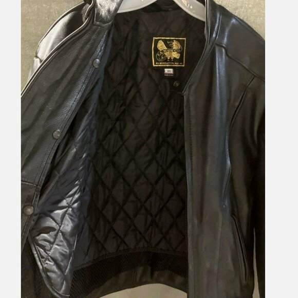 US Made Co Black Leather Jacket Padded Heavy Motorcycle Biker Mens 40 Medium - Picture 16 of 16